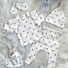 Ensemble de sortie de maternité 5 pièces pour nouveau-né fille – Motif cœur