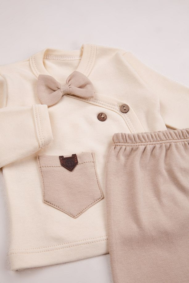 Ensemble de sortie de maternité 5 pièces en coton avec nœud papillon – Bébé garçon - Image 3