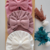 Lot de 3 Bonnets Turban avec Gros Nœud pour Bébé