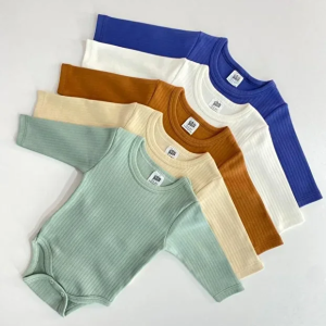 Lot de 5 Bodys pour Bébé en Côtelé Couleurs Neutres et Vives