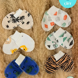 Lot de 6 paires de Moufles Bébé en Coton Imprimées et Anti-rayures