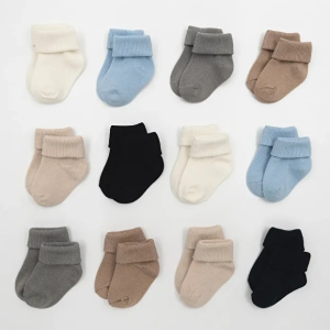 Lot de 12 paires de Chaussettes Bébé Couleurs Neutres et Pastel