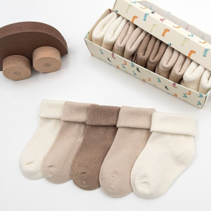 Lot de 5 paires de Chaussettes Bébé Couleurs Neutres Douces