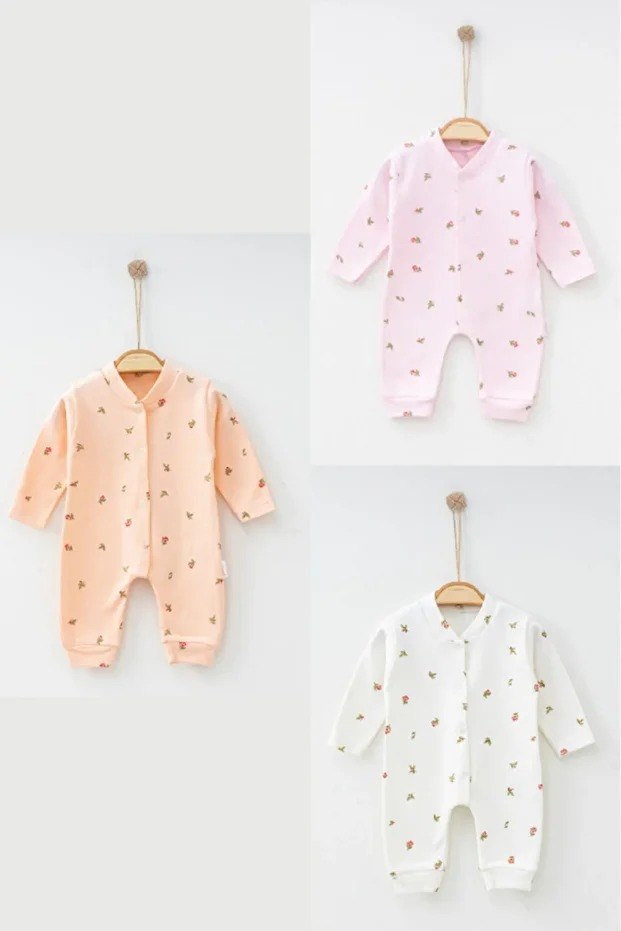 Ensemble de 3 Pyjamas pour Nouveau-né Doux et Floraux – Image 2