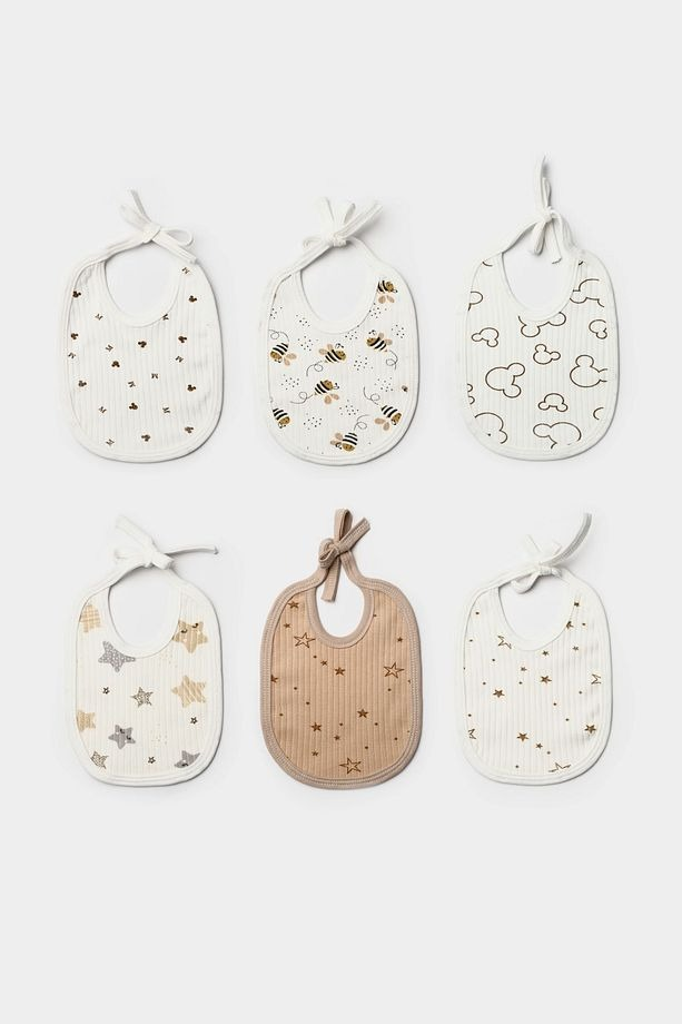 Lot de 12 Bavettes Coton pour Bébé Motifs Étoiles, Nuages et Abeilles - Image 3
