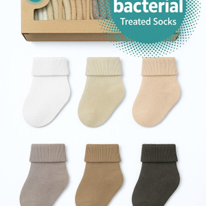 Chaussettes Bébé en Coton Doux et Anti-bactériennes - Lot de 6