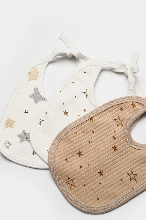 Lot de 12 Bavettes Coton pour Bébé Motifs Étoiles, Nuages et Abeilles - Image 5